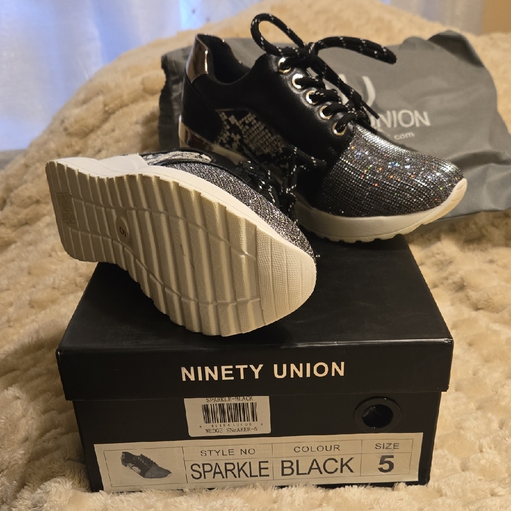 Ninety Union Kids Glitter Black Sneakers